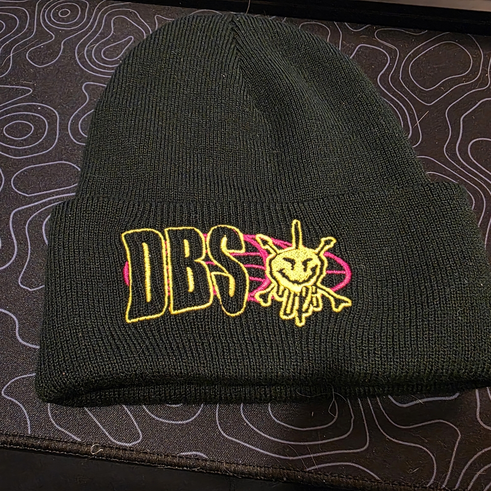 Mr.DBS (DadbodSociety) Knit Beanie with Yellow and Pink Logo